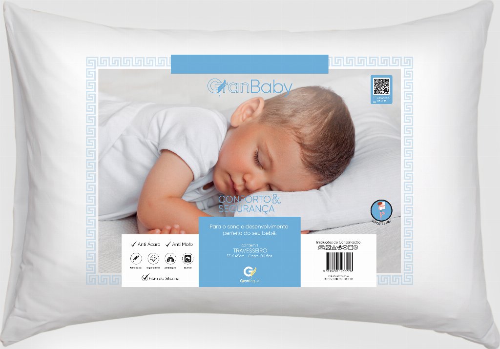 Travesseiro Infantil Antialérgico 30 x 45 cm Lavável - Baby